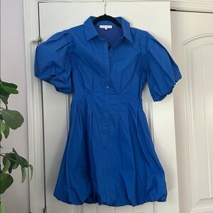 Olivaceous Blue Puff Sleeve Dress